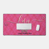 Roze Hibiscus Wavy Tartan-LGA logo in Sangria Bureaumat (Keyboard & Muis)