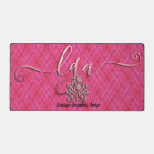 Roze Hibiscus Wavy Tartan-LGA logo in Sangria Bureaumat (Voorkant)