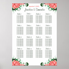 Roze Hibiscus Wedding 16 tafels Zitkaarten Poster