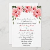 Roze hibiscus Wedding Invitting Kaart (Voorkant / Achterkant)
