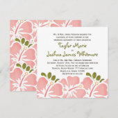 Roze hibiscus Wedding Invitting Kaart (Voorkant / Achterkant)