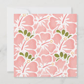 Roze hibiscus Wedding Invitting Kaart (Achterkant)