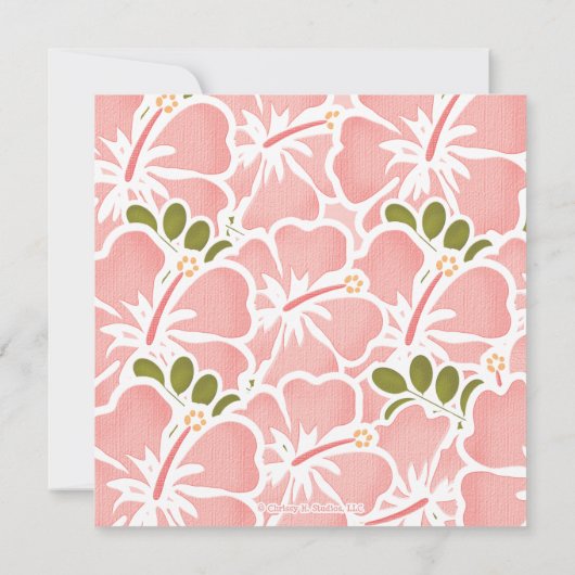 Roze hibiscus Wedding Invitting Kaart (Achterkant)