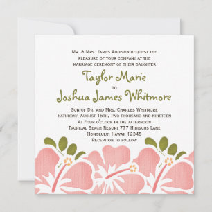 Roze hibiscus Wedding Invitting Kaart