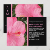 Roze Hibiscus Wedding Uitnodiging (Voorkant / Achterkant)