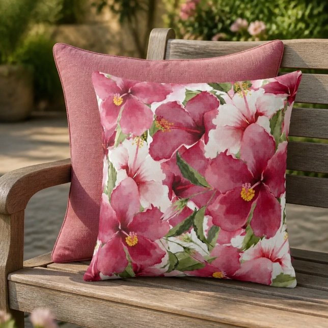Roze Hibiscus Worpkussen Kussen (Creator heeft geüpload)