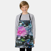 Roze Hibiscus Zwart en Wit Landschap Collage Schort (Gedragen)