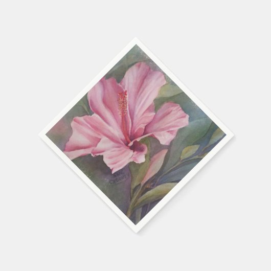ROZE HIBISCUSBLOEM PAPIEREN SERVETTEN (Hoek)