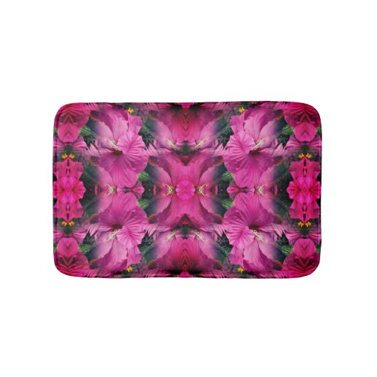 Roze Hibiscusbloem Vermenigvuldigd Abstract Badmat (Voorkant)