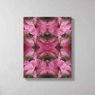 Roze Hibiscusbloem Vermenigvuldigd  Abstract Canvas Afdruk