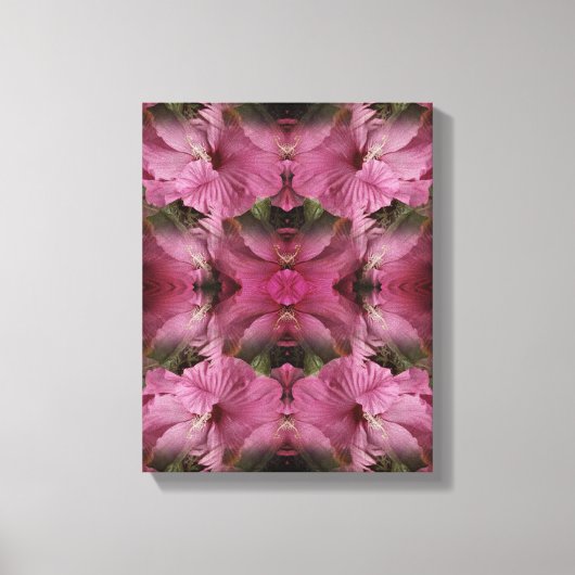 Roze Hibiscusbloem Vermenigvuldigd  Abstract Canvas Afdruk (Voorkant)