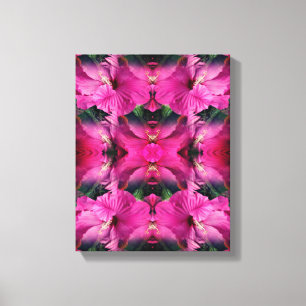 Roze Hibiscusbloem Vermenigvuldigd Abstract Canvas Afdruk