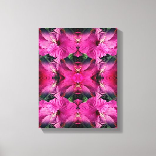 Roze Hibiscusbloem Vermenigvuldigd Abstract Canvas Afdruk (Voorkant)