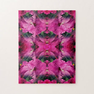 Roze Hibiscusbloem Vermenigvuldigd Abstract Legpuzzel