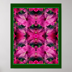 Roze Hibiscusbloem Vermenigvuldigd Abstract Poster