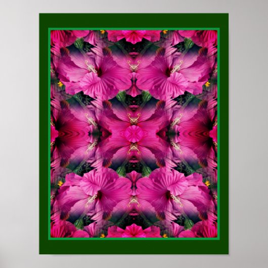 Roze Hibiscusbloem Vermenigvuldigd Abstract Poster (Voorkant)