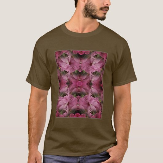 Roze Hibiscusbloem Vermenigvuldigd  Abstract T-shirt (Voorkant)