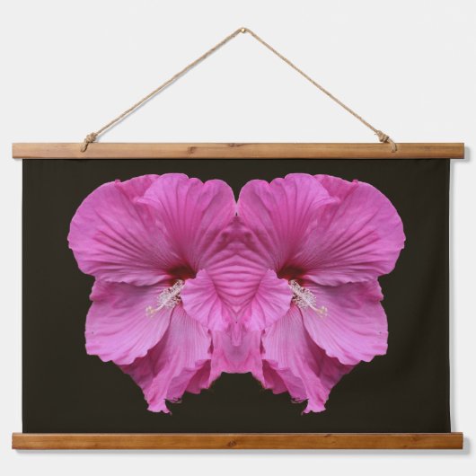 Roze Hibiscusbloemen Abstract Hangend Wandkleed (Voorkant)