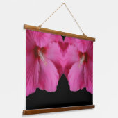 Roze Hibiscusbloemen gespiegeld Abstract Hangend Wandkleed (Gebogen)