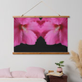 Roze Hibiscusbloemen gespiegeld Abstract Hangend Wandkleed (Slaapkamer)