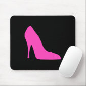 Roze hiel op zwart muismat (Met muis)