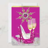 Roze hiel-schotels Silver Gold Champagne Party 2 Kaart (Achterkant)