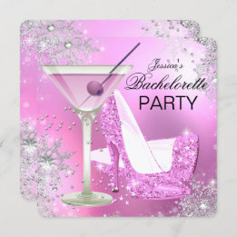 Roze hiel schoten bachelorette partijuitnodiging kaart