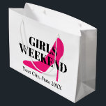 Roze hiel-stiletto-schoen voor meisjes in het week groot cadeauzakje<br><div class="desc">Meisjes reizen in het weekend neon roze hiel stiletto shoe Large Gift Bag.  Voeg je eigen partijgenoten en godies toe. Kleine,  middelgrote en grote maten.  tassen met datum en bestemming. Elegant typografie-sjabloon met mode pictogram. Creëer mooie tassen voor beste vrienden,  gasten,  bruidsmeisjes,  familie,  bruidroeperingen,  bruid,  bruidsmeisje,  groepen,  trouwteam,  enz.</div>