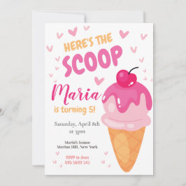 Roze Hier is de scoop Meisje Verjaardag Uitnodigin Kaart