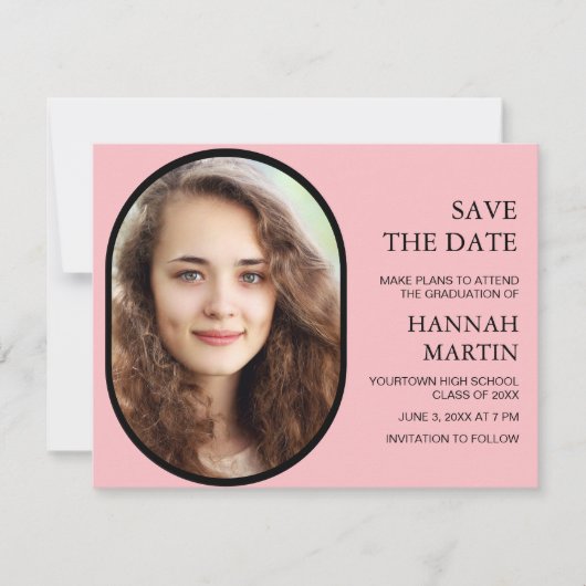 Roze High School Afstuderen Foto Opslaan Datum (Voorkant)