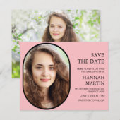 Roze High School Afstuderen Foto Opslaan Datum (Voorkant / Achterkant)