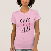 Roze High School Senior Modern Stijlvol Afstuderen T-shirt (Voorkant)
