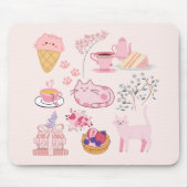 Roze High Tea Katten Muismat (Voorkant)