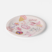 Roze High Tea Katten Papieren Bordje (Gekanteld)