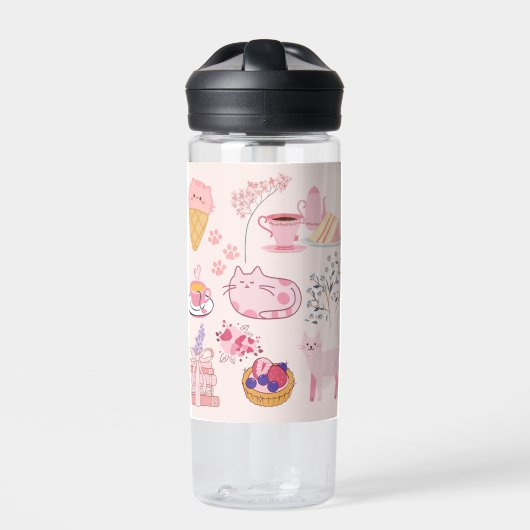  Roze High Tea Katten Waterfles (Voorkant)