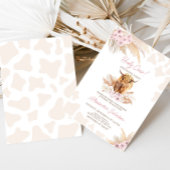 Roze Highland Koe Baby Shower  Kaart