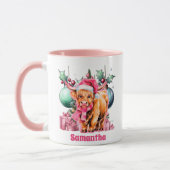 Roze Highland Koe Kerst Kinder Hot Chocolate Mok (Links)