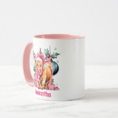 Roze Highland Koe Kerst Kinder Hot Chocolate Mok (Voorkant links)