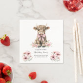 Roze Highland Koe Verjaardagsfeest Servet (Insitu)