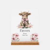 Roze Highland Koe Verjaardagsgunsten Teken Acryl Bord (Voorkant)