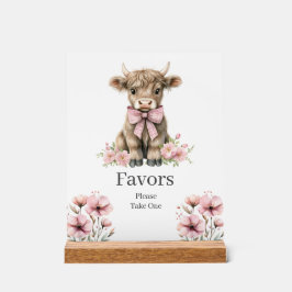 Roze Highland Koe Verjaardagsgunsten Teken Acryl Bord