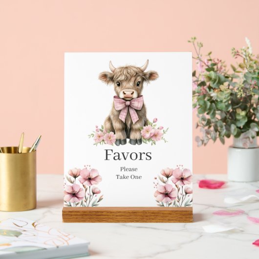 Roze Highland Koe Verjaardagsgunsten Teken Acryl Bord (Huwelijk)