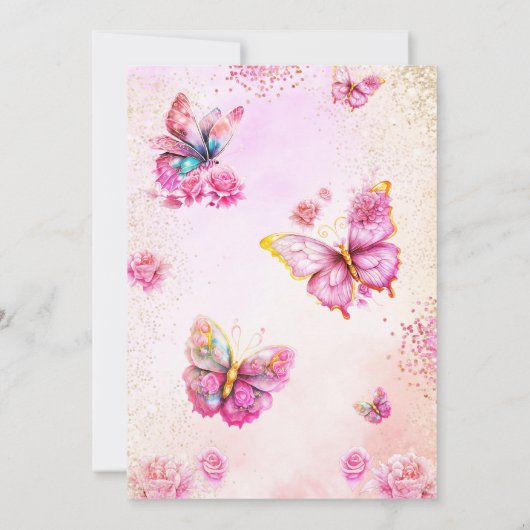 Roze Hij geeft me vlinders Vrijgezellenfeest Kaart (Achterkant)