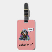 Roze Hip Hop Rottweiler Bagagelabel (Voorkant verticaal)