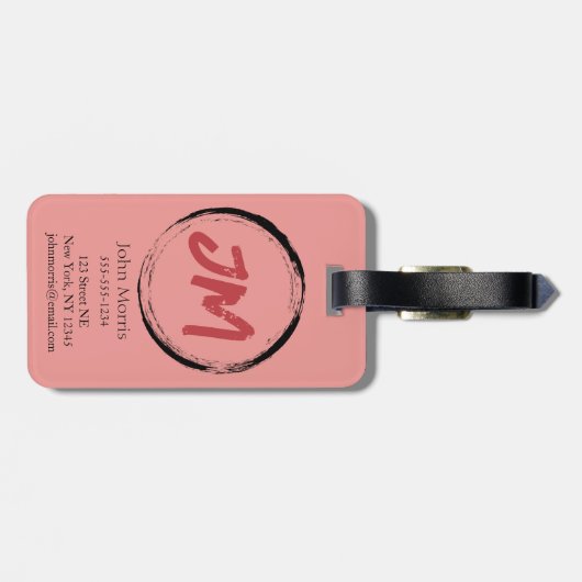 Roze Hip Hop Rottweiler Bagagelabel (Achterkant horizontaal)