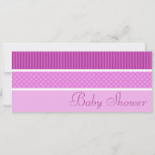Roze Hip Stripes en Stippen Baby Shower Invitation Kaart (Voorkant)