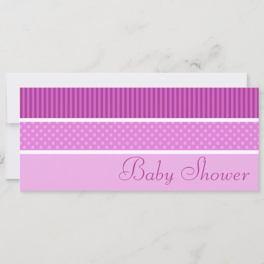 Roze Hip Stripes en Stippen Baby Shower Invitation Kaart (Voorkant)