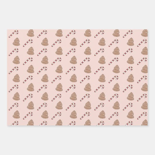 Roze Hippie Cookies Kerstman Inpakpapier Vel (Voorkant 3)