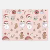 Roze Hippie Cookies Kerstman Inpakpapier Vel (Voorkant)