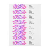 Roze Hippie Flower Retro Modern Adreslabel Wikkel (Vel)